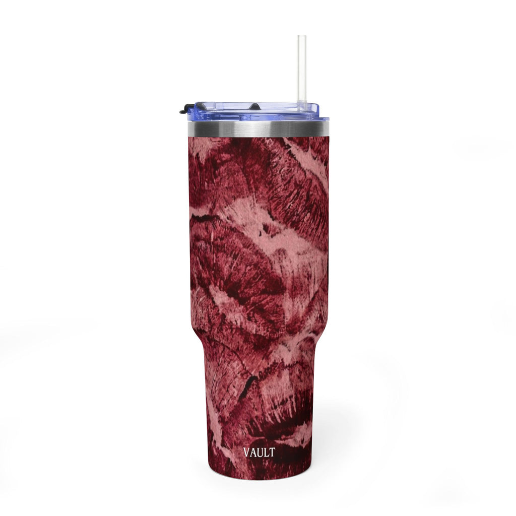 40oz Vacuum Tumbler - Burgundy Rose Marble Insulated Travel Cup
