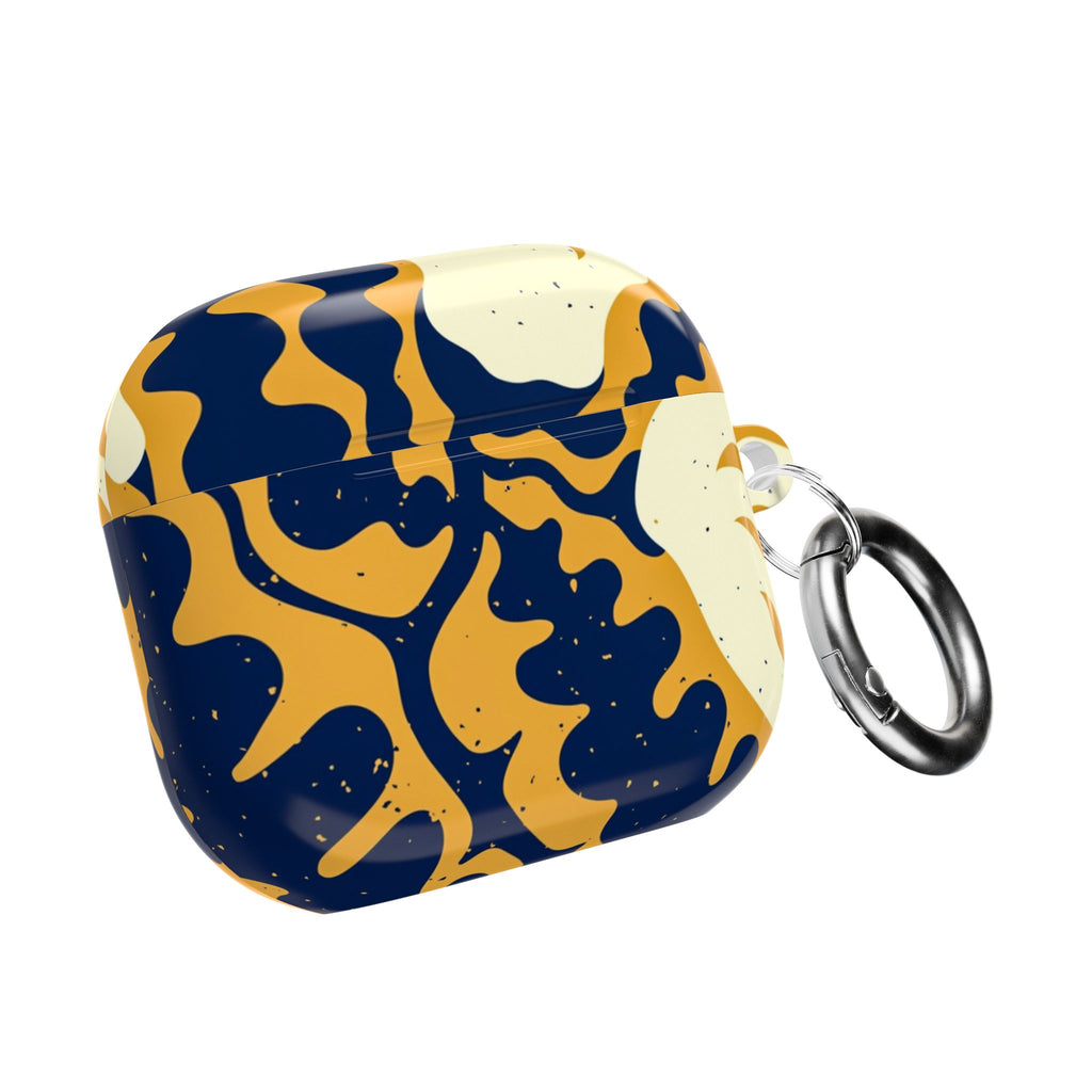 Abstract Navy & Mustard Swirl AirPod Case — Protective Designer Cover