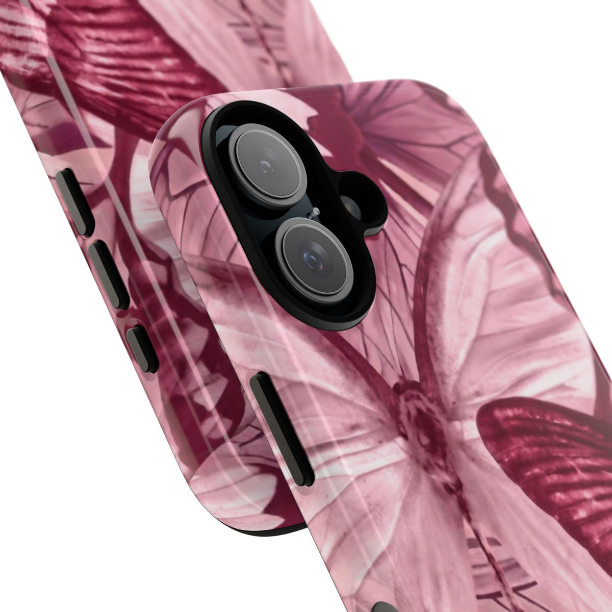 Butterfly Tough Phone Case — Vintage Pink Floral Protective Cover
