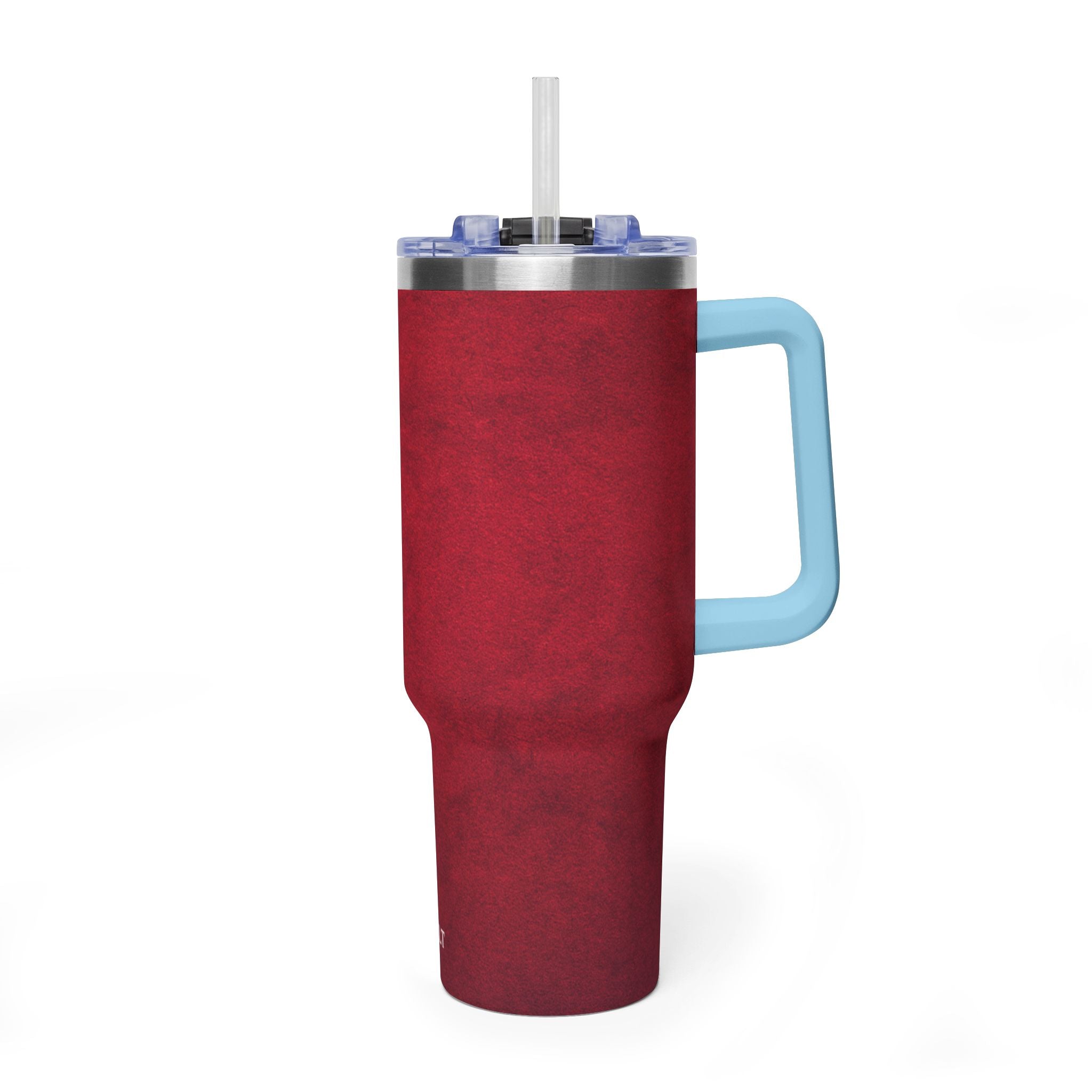 40oz Red Vacuum Tumbler – Insulated Travel Mug with Straw & Handle