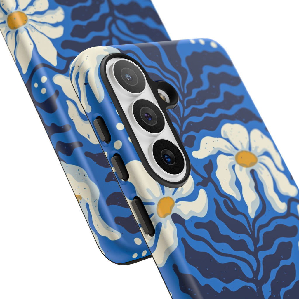 Blue Daisy Tough Phone Case — Floral Protective Phone Cover