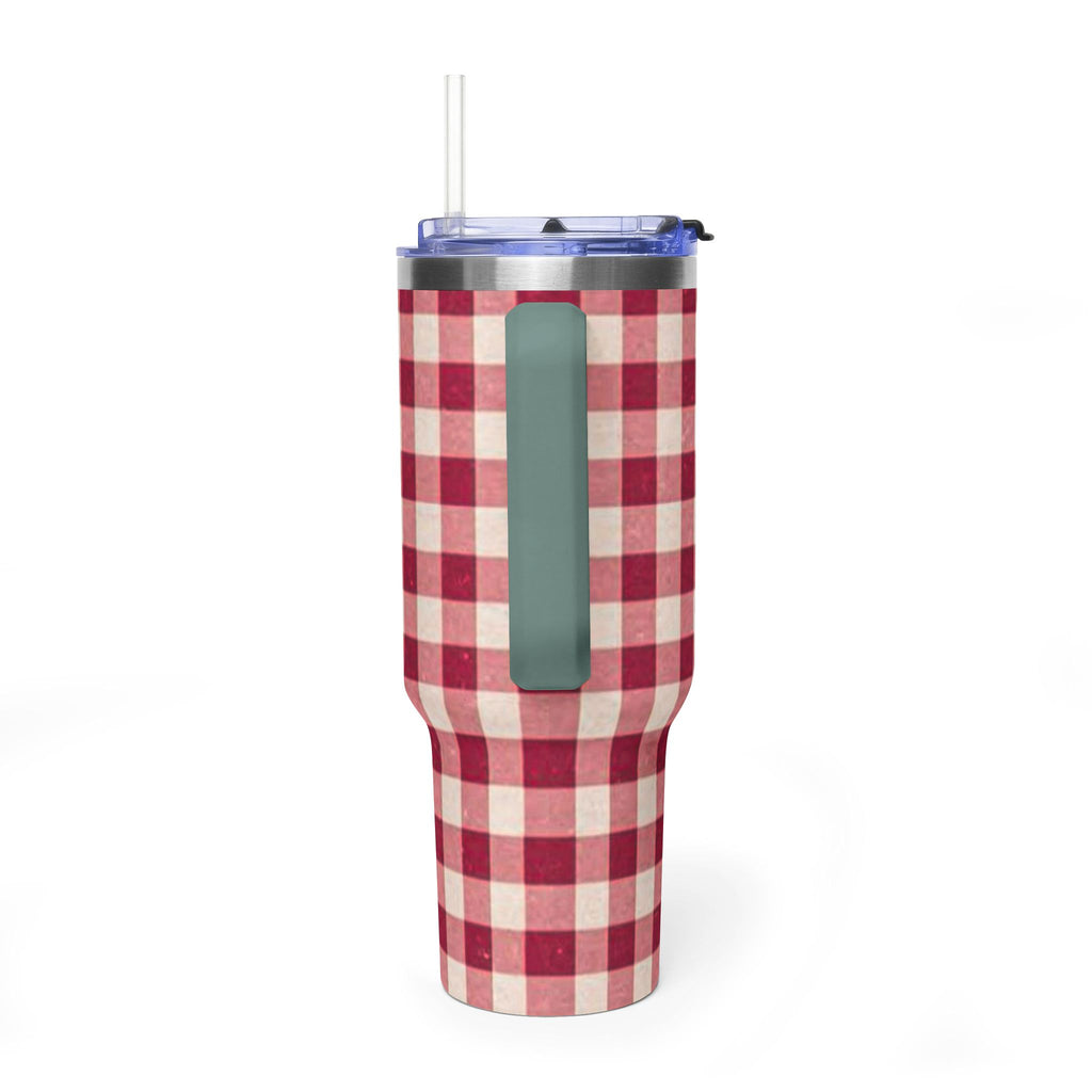 40oz Vacuum Tumbler — Red Buffalo Plaid Insulated Travel Mug
