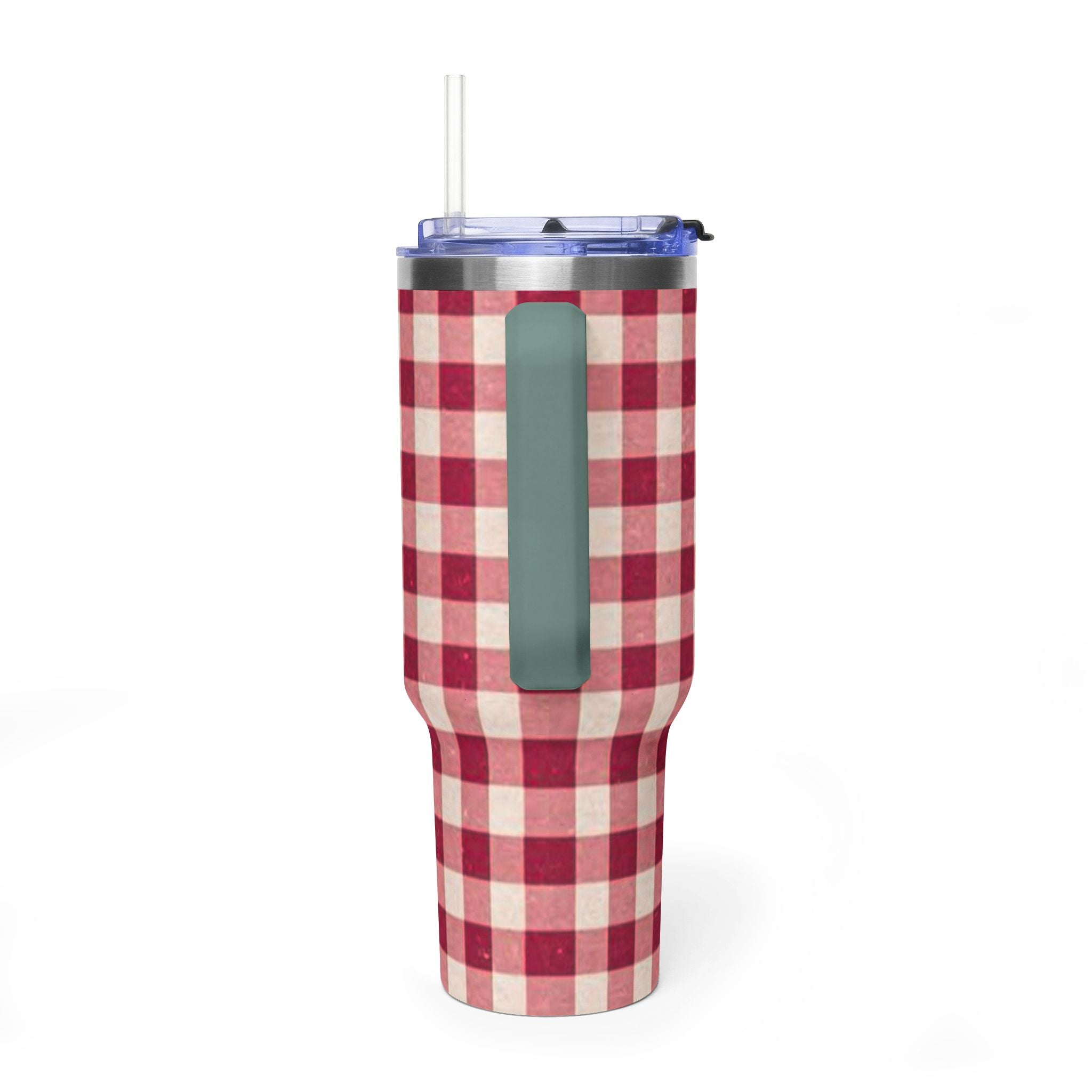 40oz Vacuum Tumbler — Red Buffalo Plaid Insulated Travel Mug