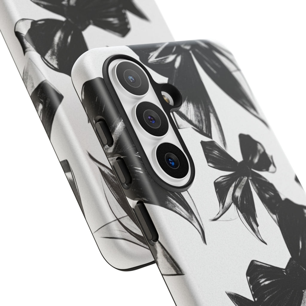 Floral Brushstroke Phone Case — Black & White Botanical Tough Case