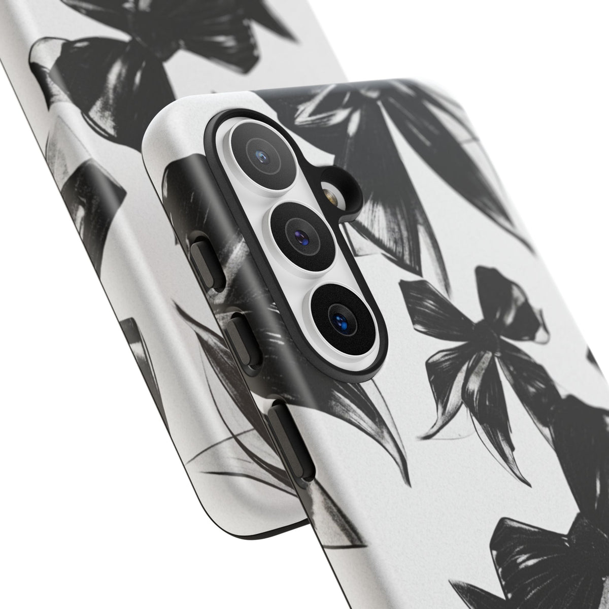 Floral Brushstroke Phone Case — Black & White Botanical Tough Case