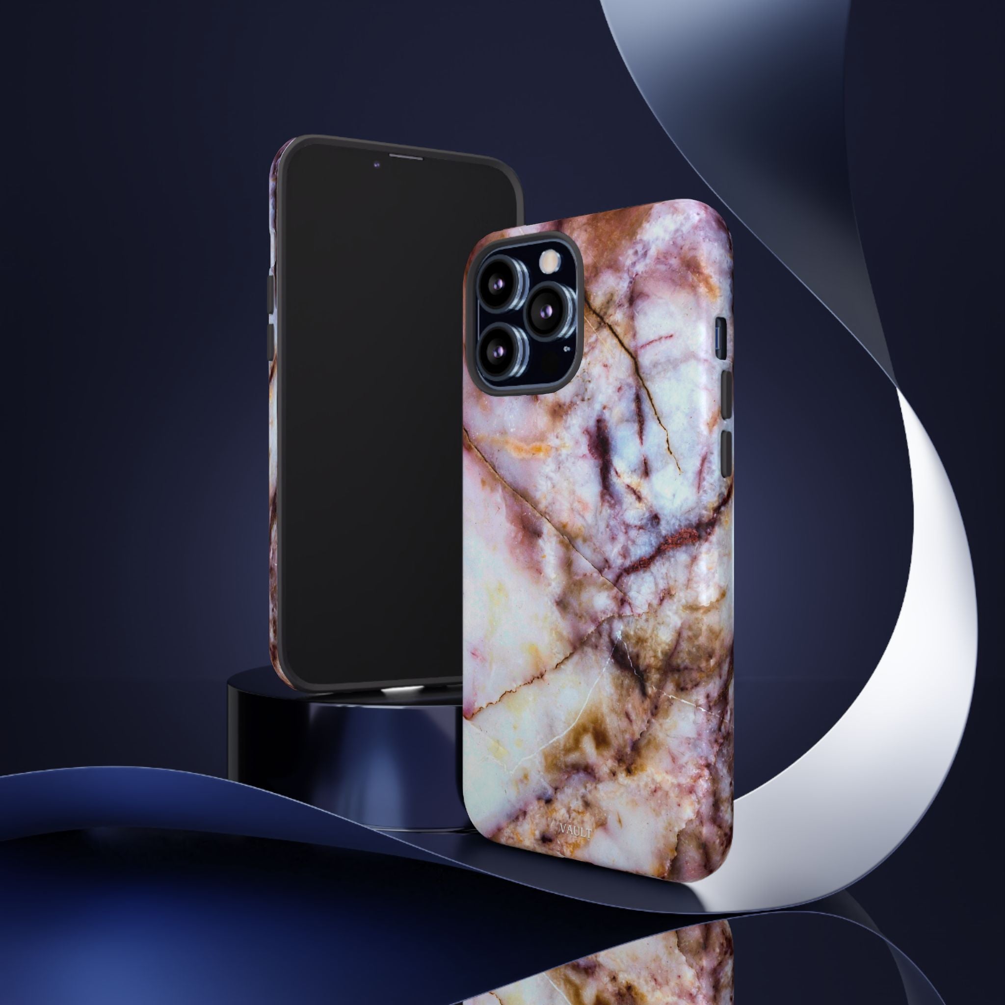 Marble Vein Tough Phone Case — Pink Quartz Protective Cover