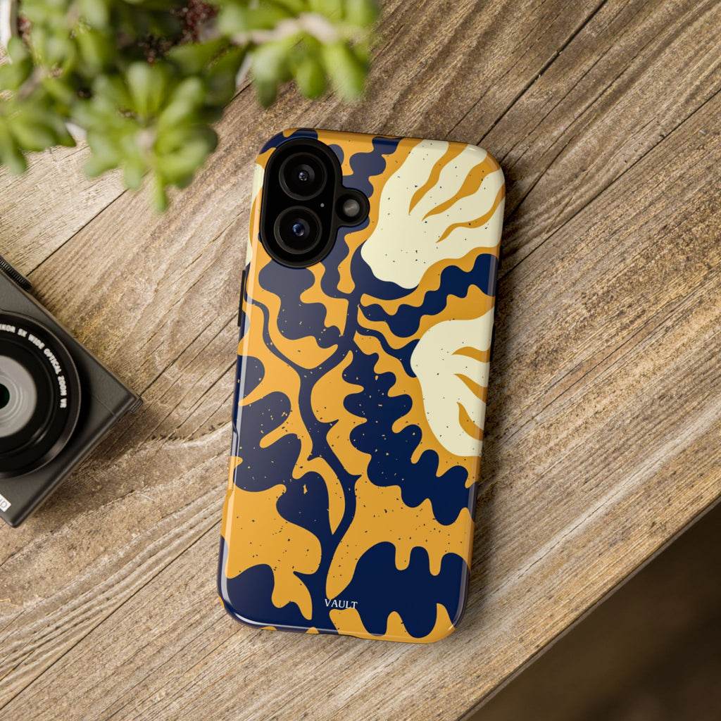 Bold Abstract Floral Phone Case (Navy & Mustard)