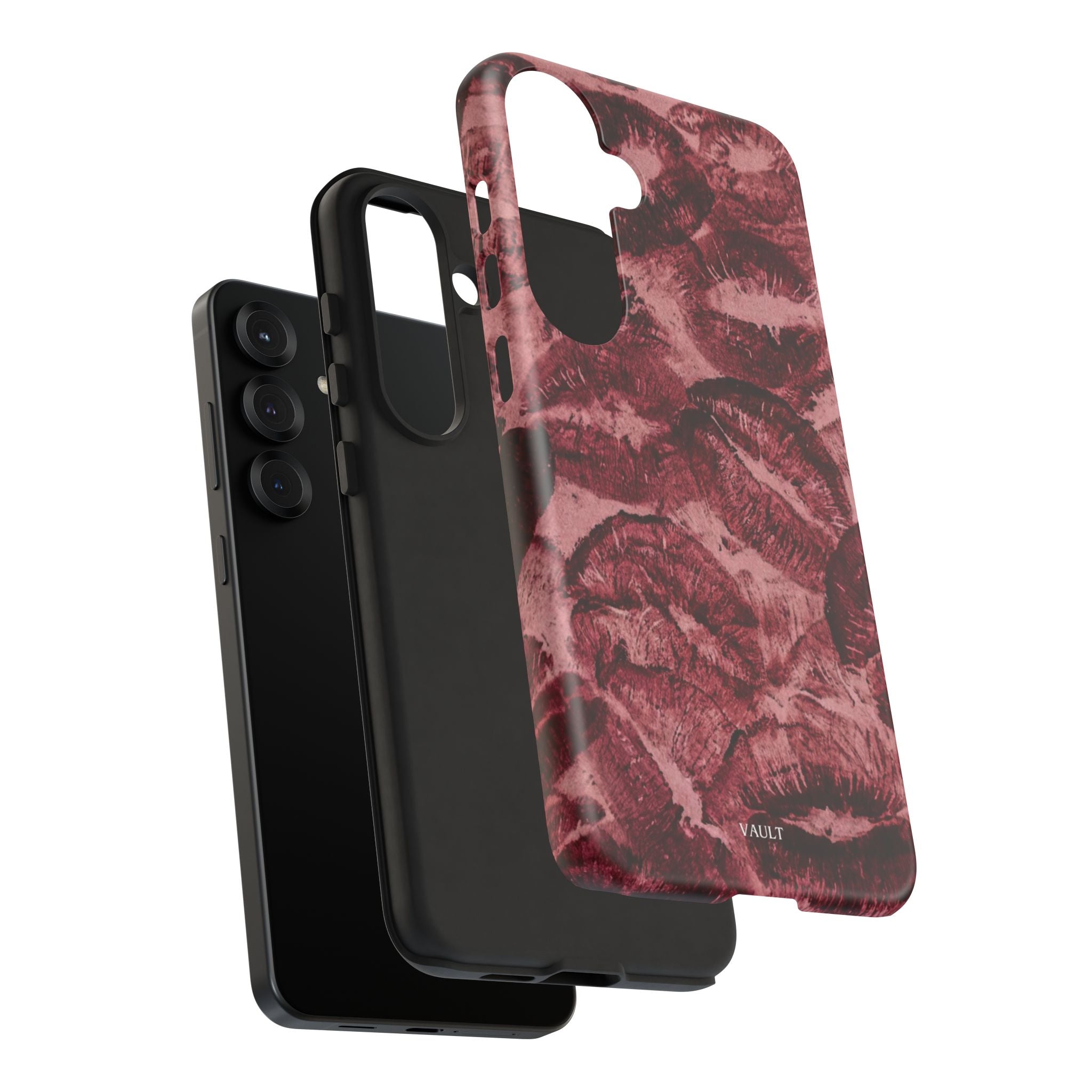 Kiss Print Phone Case – Burgundy Lip Pattern Protective Phone Cover