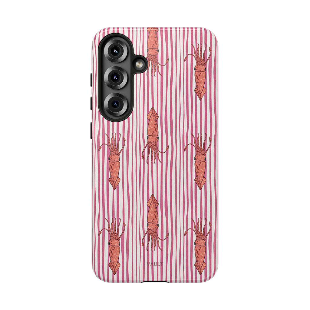 Squid Stripe Phone Case — Pink Nautical Sea Creature Pattern