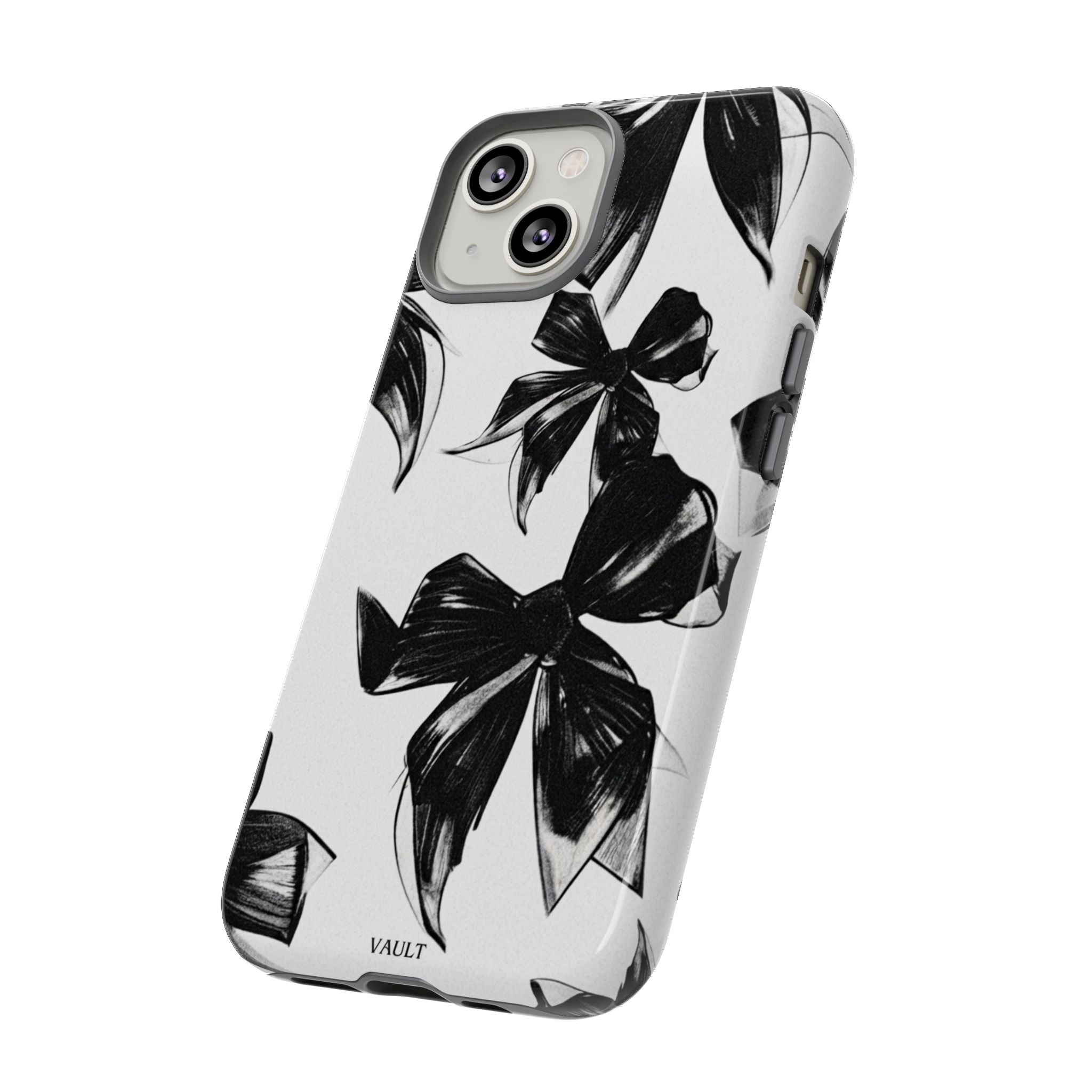 Floral Brushstroke Phone Case — Black & White Botanical Tough Case