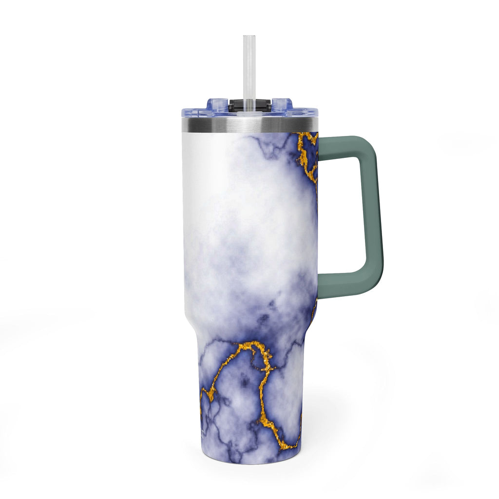 40oz Marble Thermal Tumbler - Blue & Gold Veined Vacuum Cup