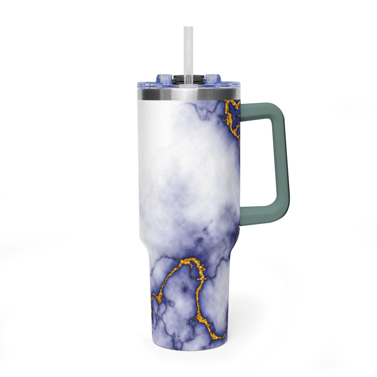 40oz Marble Thermal Tumbler - Blue & Gold Veined Vacuum Cup