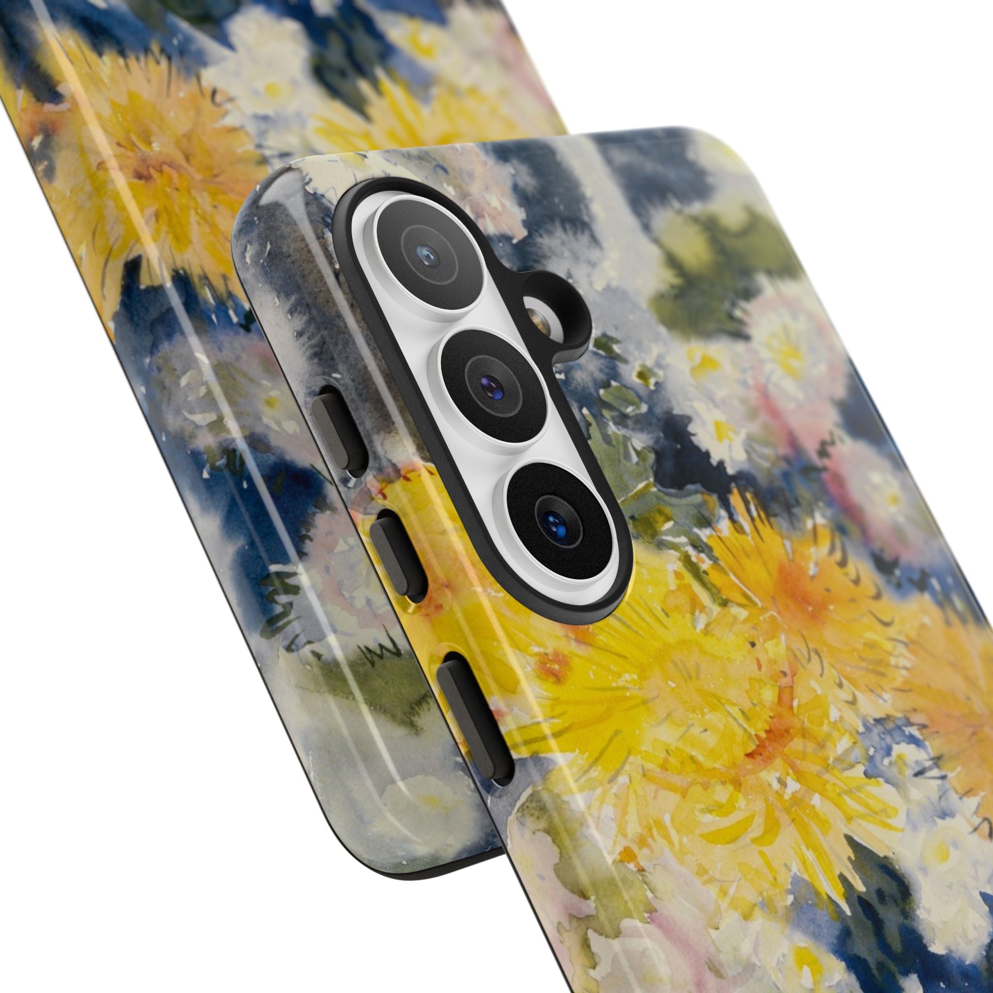 Floral Watercolor Phone Case – Yellow Chrysanthemums Design