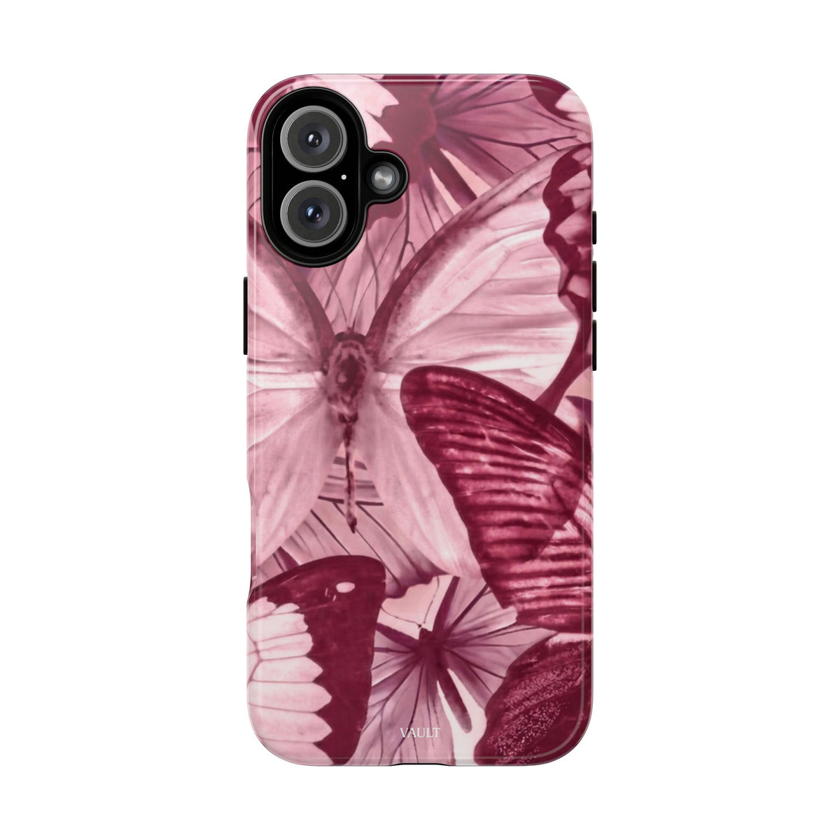 Butterfly Tough Phone Case — Vintage Pink Floral Protective Cover