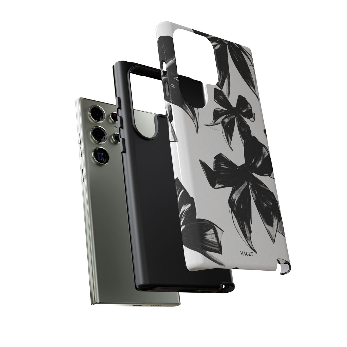 Floral Brushstroke Phone Case — Black & White Botanical Tough Case