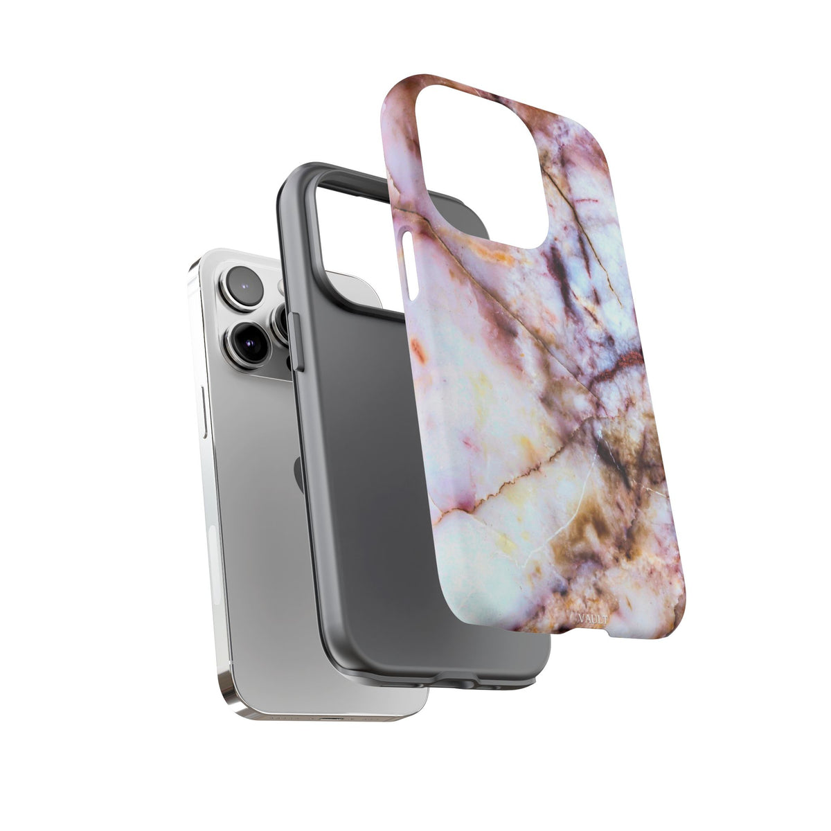 Marble Vein Tough Phone Case — Pink Quartz Protective Cover