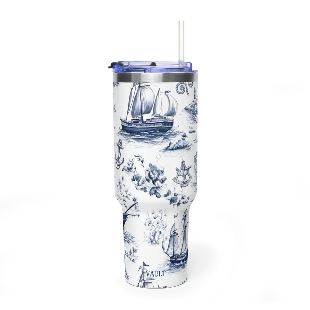 Nautical Blue Toile 40oz Thermal Tumbler