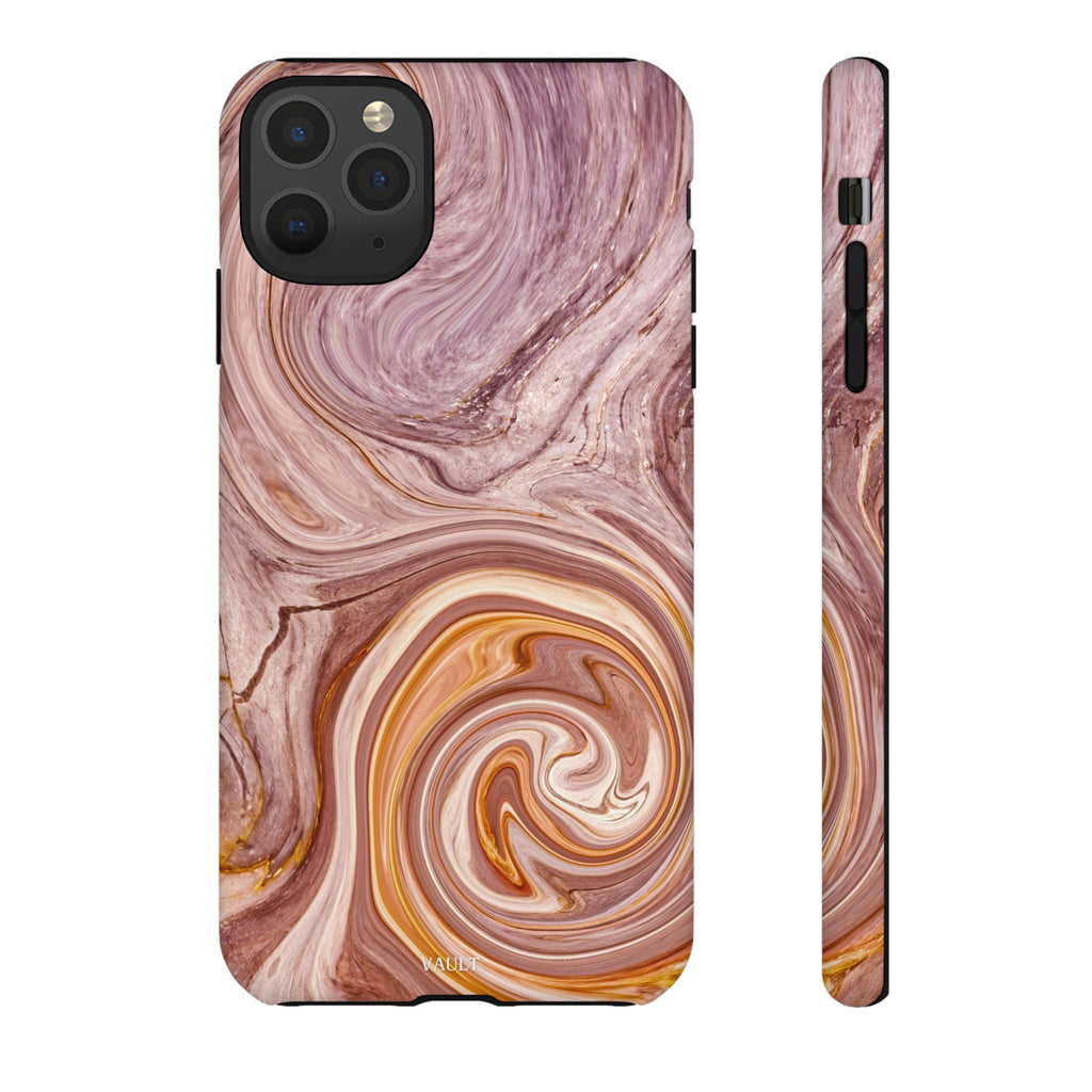 Marble Swirl Phone Case — Pink & Gold Abstract Tough Case