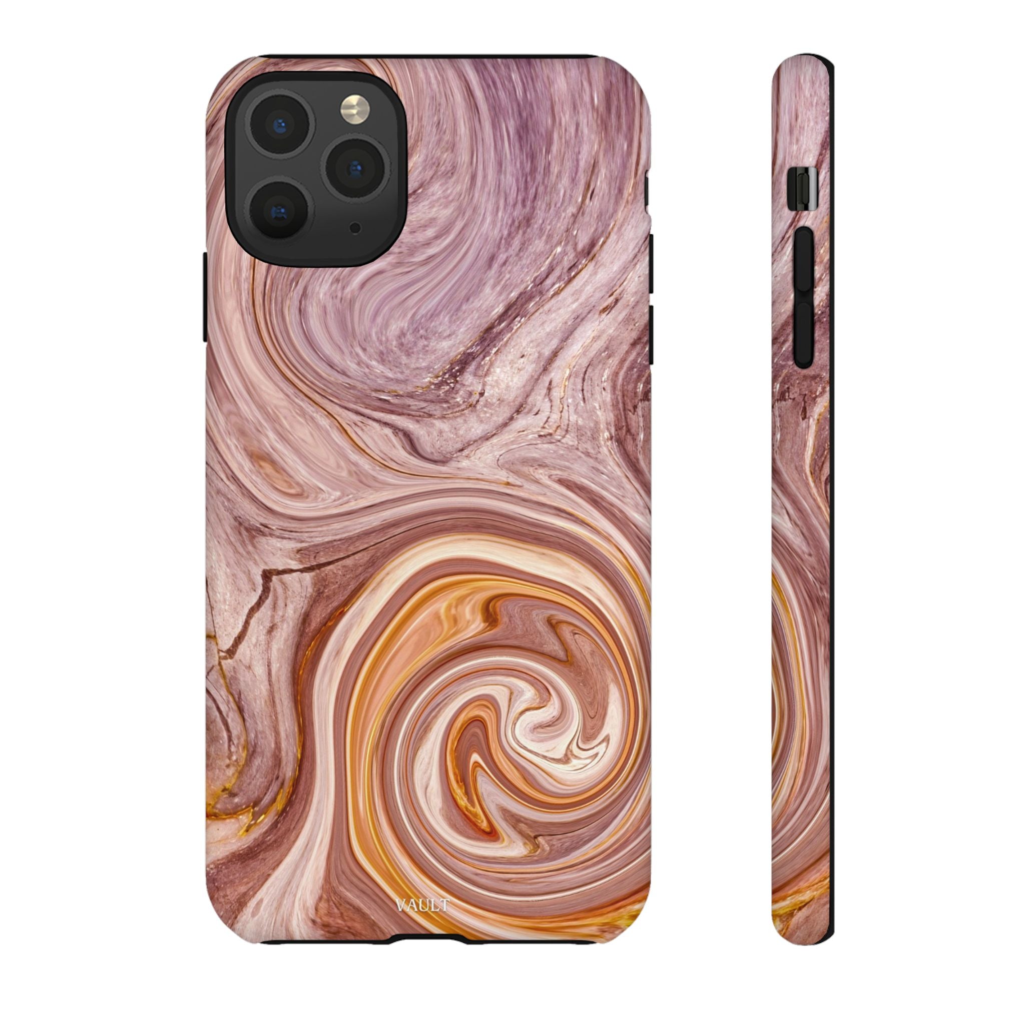 Marble Swirl Phone Case — Pink & Gold Abstract Tough Case