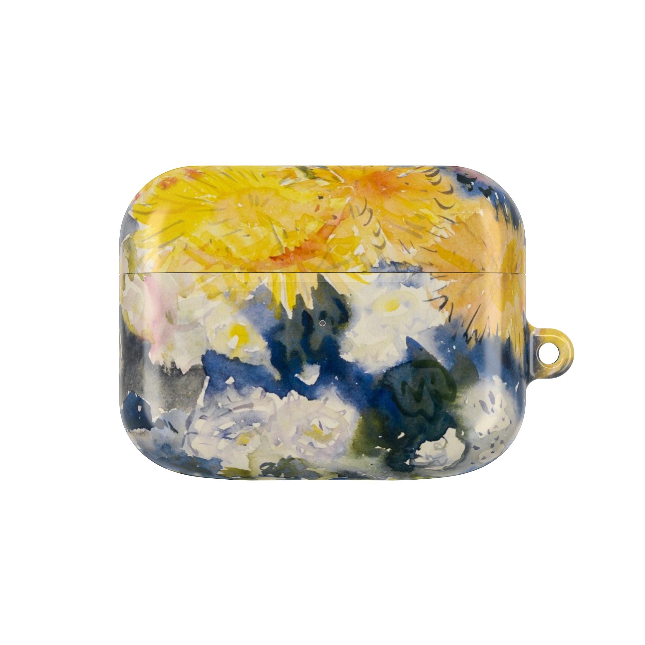 Floral Watercolor AirPod Case — Yellow Blue Sunflower Art Protective Cover